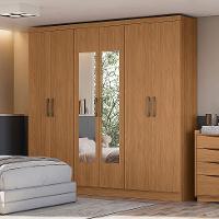 Guarda-Roupa Casal com Espelho Vernantes 6 PT 3 GV Canela