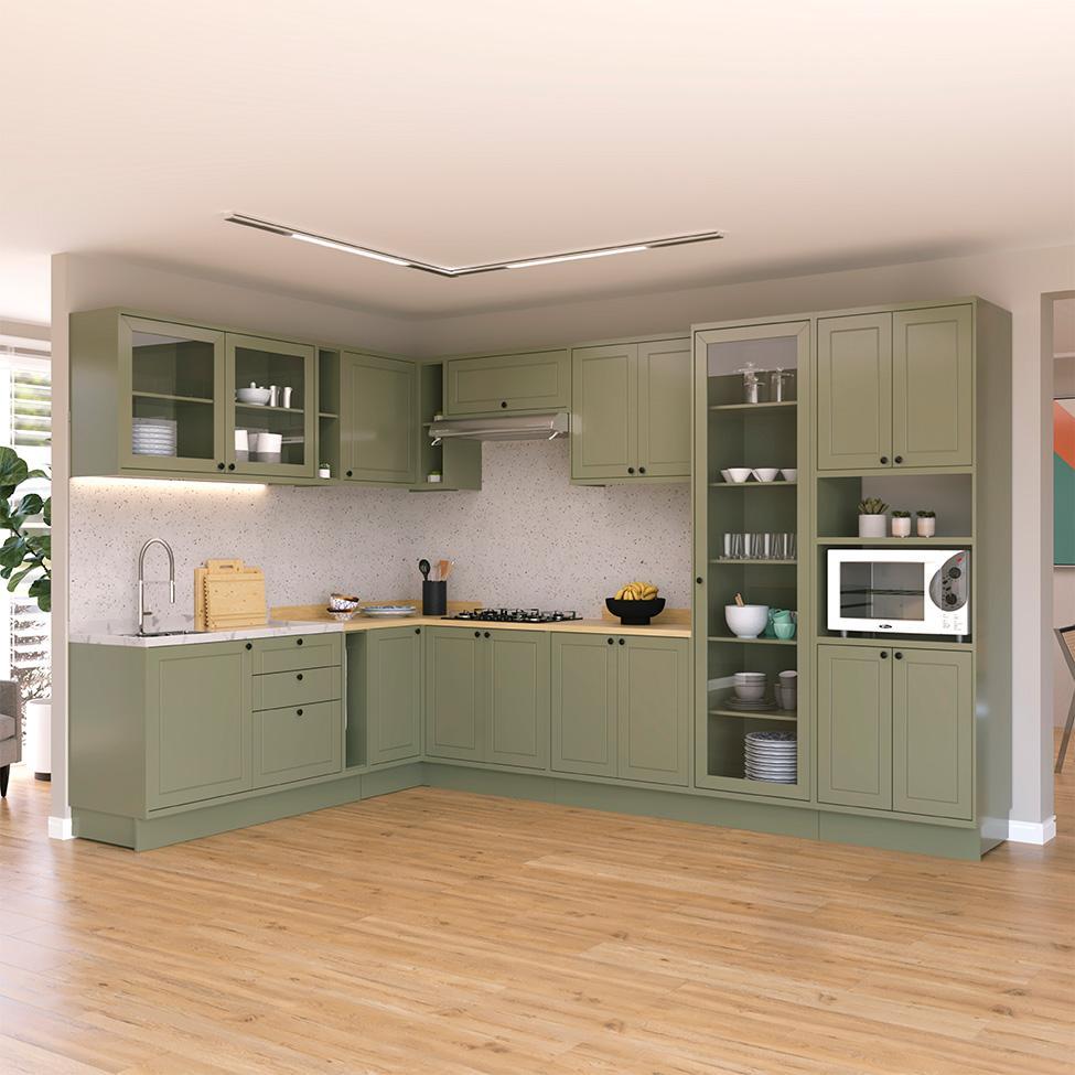 Cozinha Completa Évora 17 PT 3 GV Verde Hill e Carvalho - 2