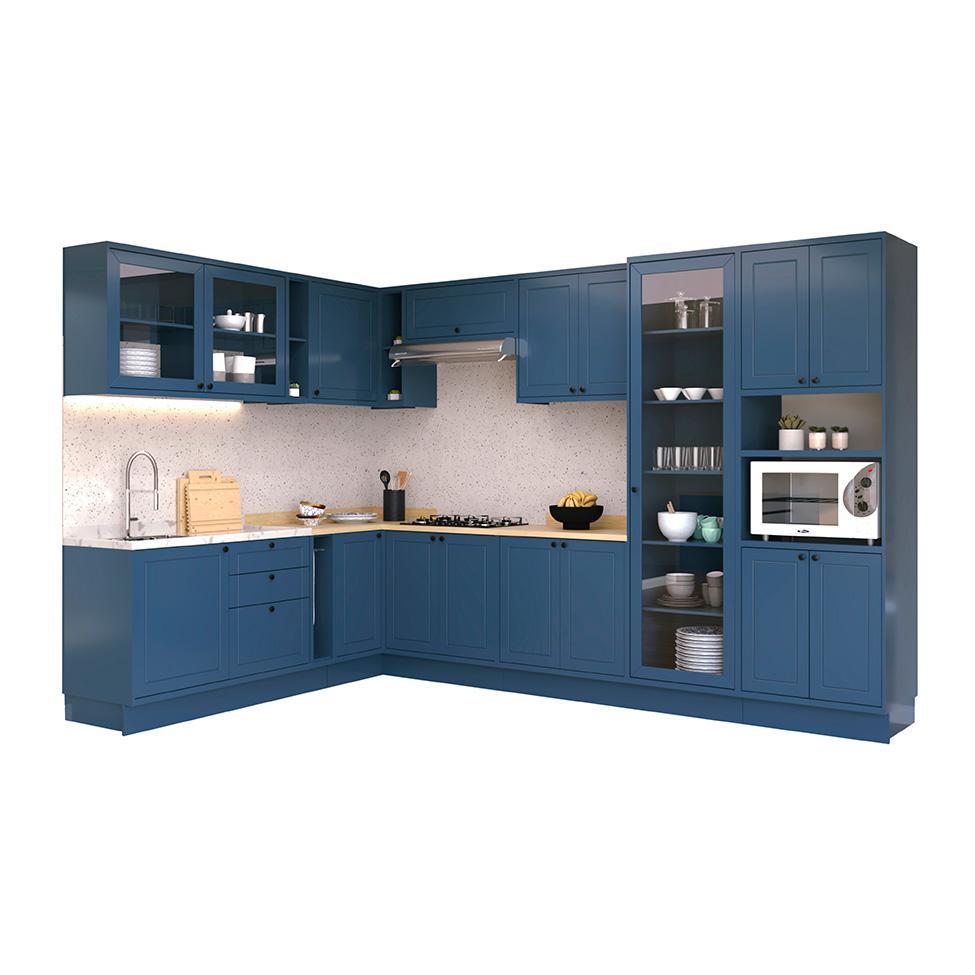Cozinha Completa Évora 17 PT 3 GV Azul Órion e Carvalho - 1