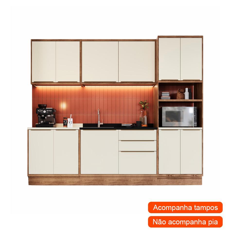 Cozinha Completa Manhattan Ten 11 PT 3 GV Freijó e Argila - 2