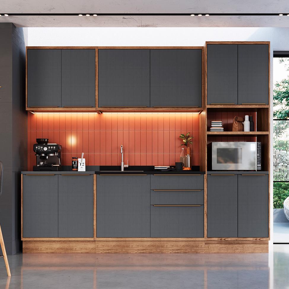 Cozinha Completa Manhattan Ten 11 PT 3 GV Freijó e Grafito - 1