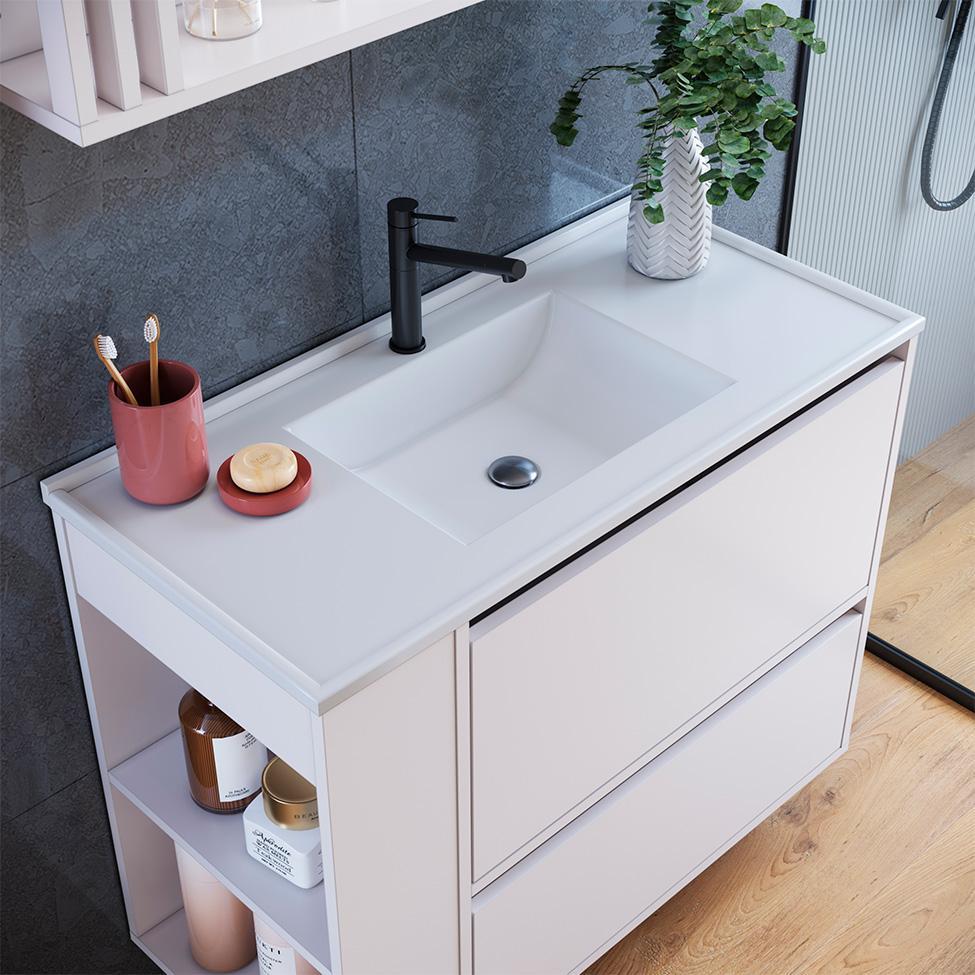 Conjunto de Gabinete com Lavatório Estela e Armário de Banheiro com Espelho 1 PT 1 GV Branco - 5