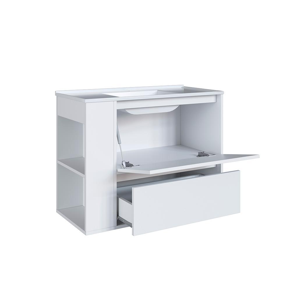 Conjunto de Gabinete com Lavatório Estela e Armário de Banheiro com Espelho 1 PT 1 GV Branco - 6