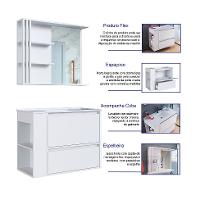 Conjunto de Gabinete com Lavatório Estela e Armário de Banheiro com Espelho 1 PT 1 GV Branco - 9