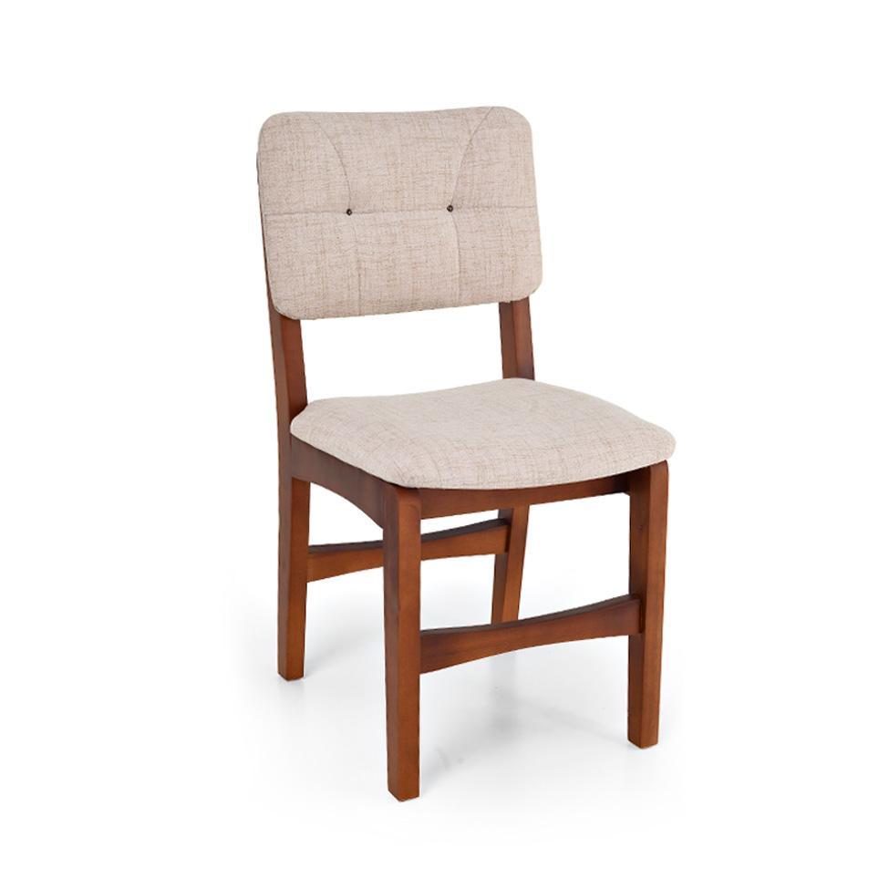 Conjunto com 2 Cadeiras Sabrina Linho Bege e Nozes - 2