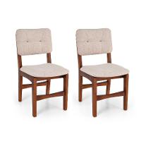 Conjunto com 2 Cadeiras Sabrina Linho Bege e Nozes - 1