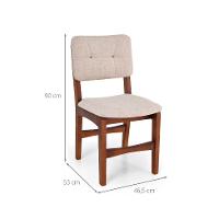 Conjunto com 2 Cadeiras Sabrina Linho Bege e Nozes - 3