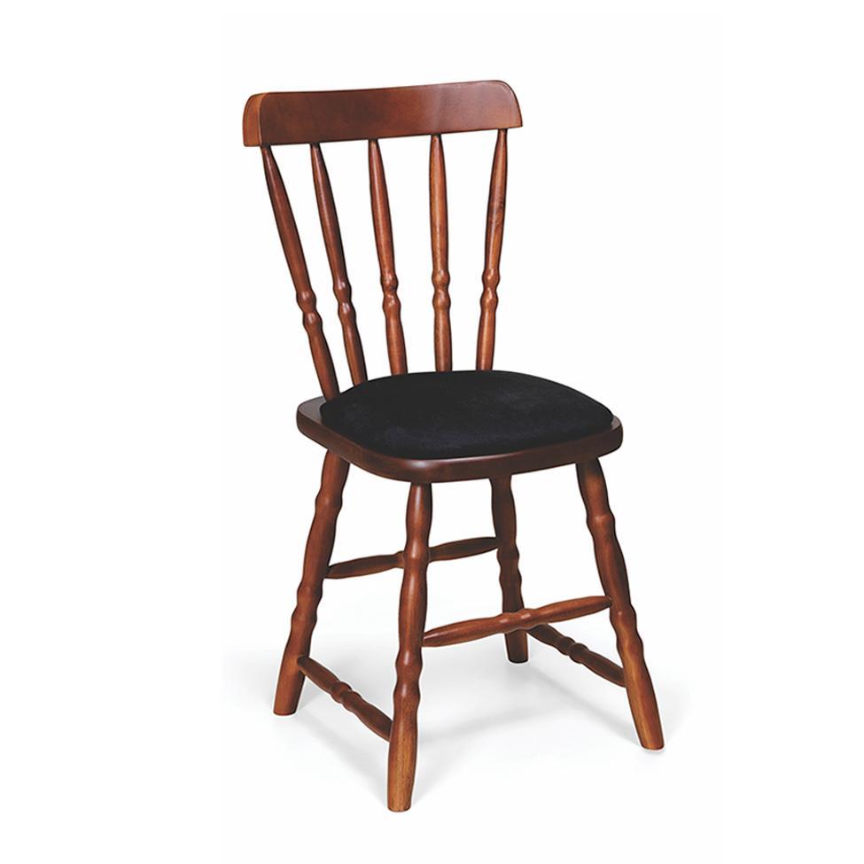 Conjunto com 2 Cadeiras Dalas Veludo Preto e Nozes - 2