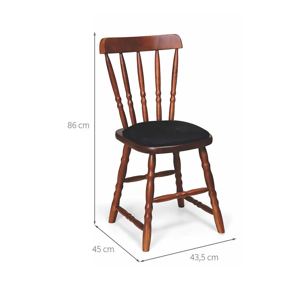 Conjunto com 2 Cadeiras Dalas Veludo Preto e Nozes - 3