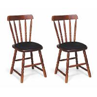 Conjunto com 2 Cadeiras Dalas Veludo Preto e Nozes - 1