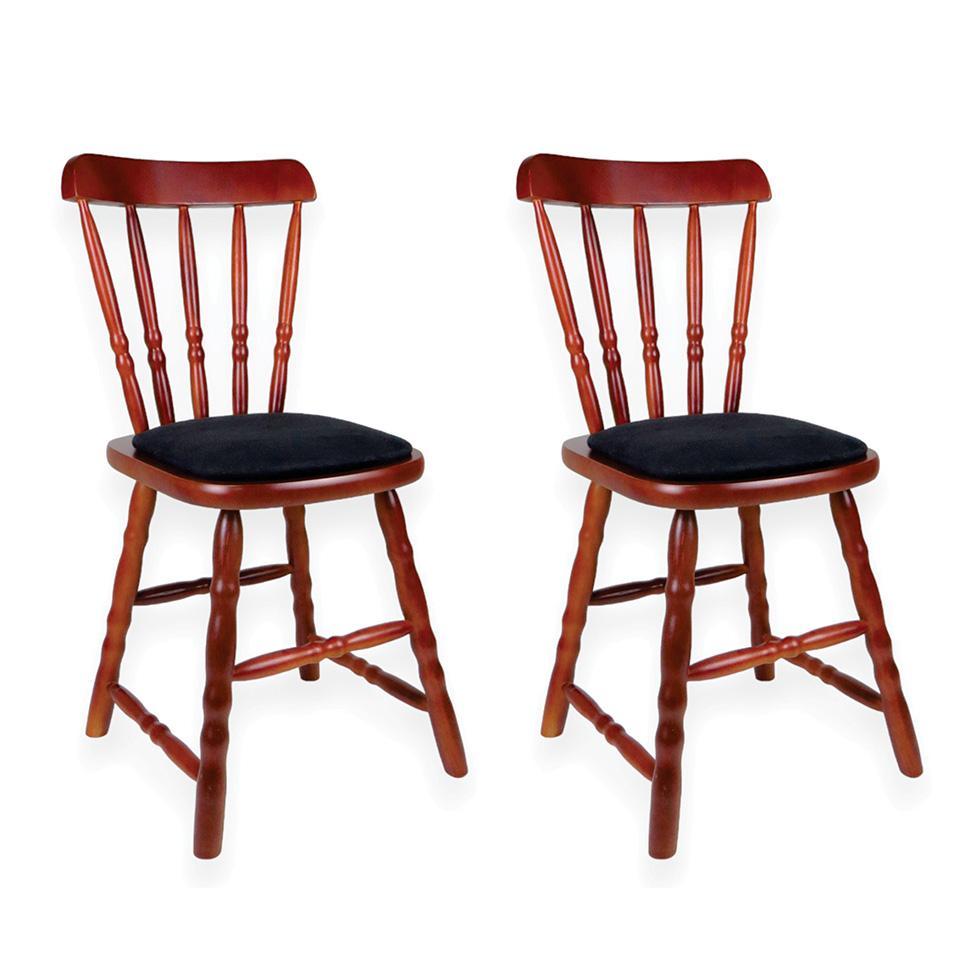 Conjunto com 2 Cadeiras Dalas Veludo Preto e Imbuia - 1