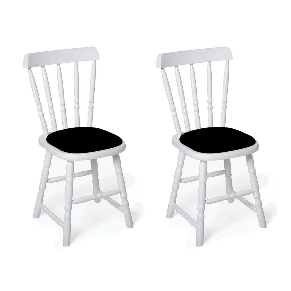 Conjunto com 2 Cadeiras Dalas Veludo Preto e Branco - 1
