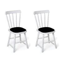 Conjunto com 2 Cadeiras Dalas Veludo Preto e Branco - 1