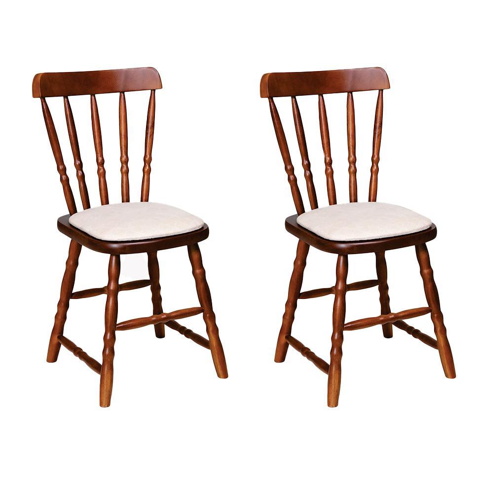 Conjunto com 2 Cadeiras Dalas Veludo Bege e Nozes - 1