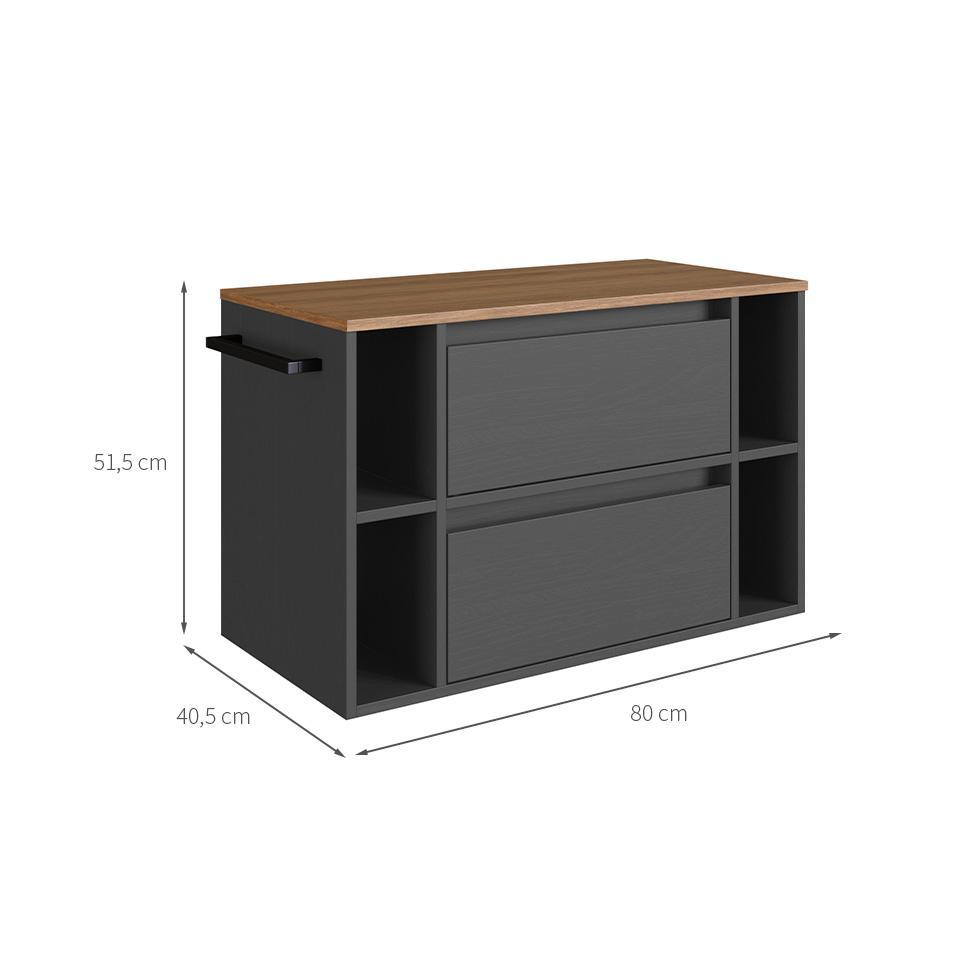 Gabinete de Banheiro Sierra 1 PT 1 GV Grafite e Mel - 3