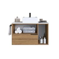 Gabinete de Banheiro com Cuba Pamplona 2 PT 1 GV Mel e Branco - 2