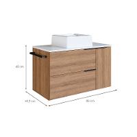 Gabinete de Banheiro com Cuba Pamplona 2 PT 1 GV Mel e Branco - 3