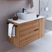 Gabinete de Banheiro com Cuba Pamplona 2 PT 1 GV Mel e Branco