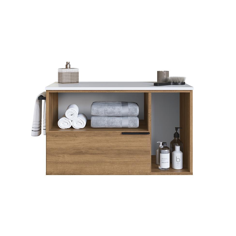 Gabinete de Banheiro Pamplona 2 PT 1 GV Mel e Branco - 2