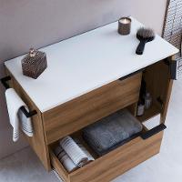 Gabinete de Banheiro Pamplona 2 PT 1 GV Mel e Branco - 5