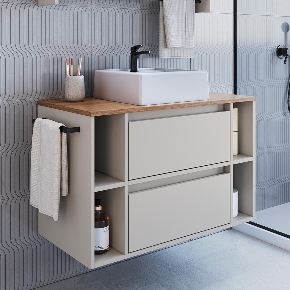 Gabinete de Banheiro com Cuba Sierra 1 PT 1 GV Arenas e Mel - 4