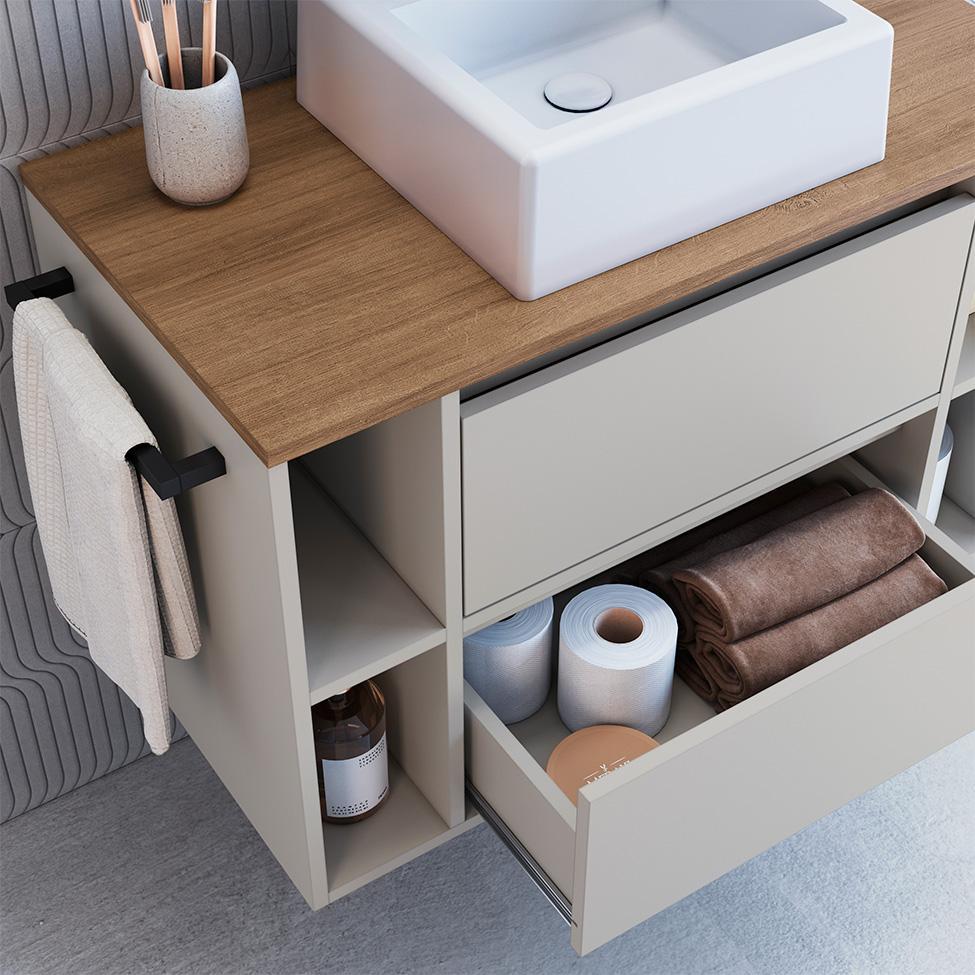 Gabinete de Banheiro com Cuba Sierra 1 PT 1 GV Arenas e Mel - 6