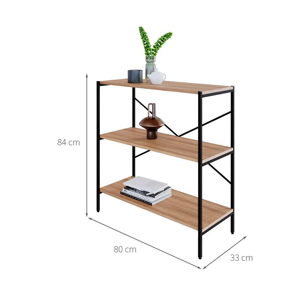 Estante com 3 Prateleiras Tub Mel e Preta 80 cm - 3