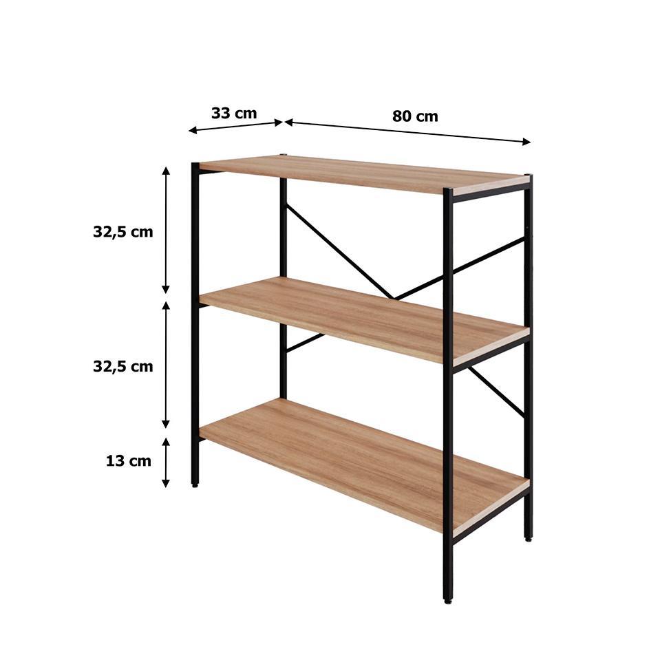Estante com 3 Prateleiras Tub Mel e Preta 80 cm - 4