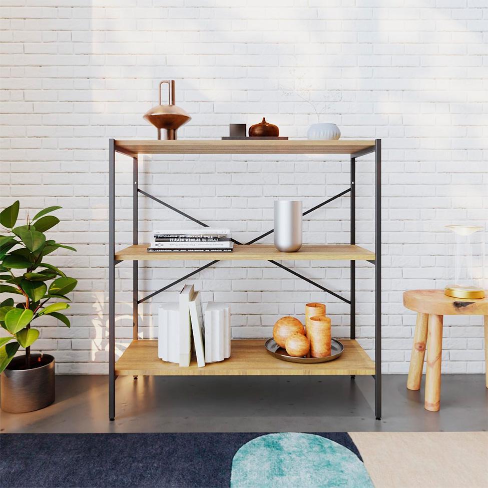 Estante com 3 Prateleiras Tub Mel e Preta 80 cm - 7