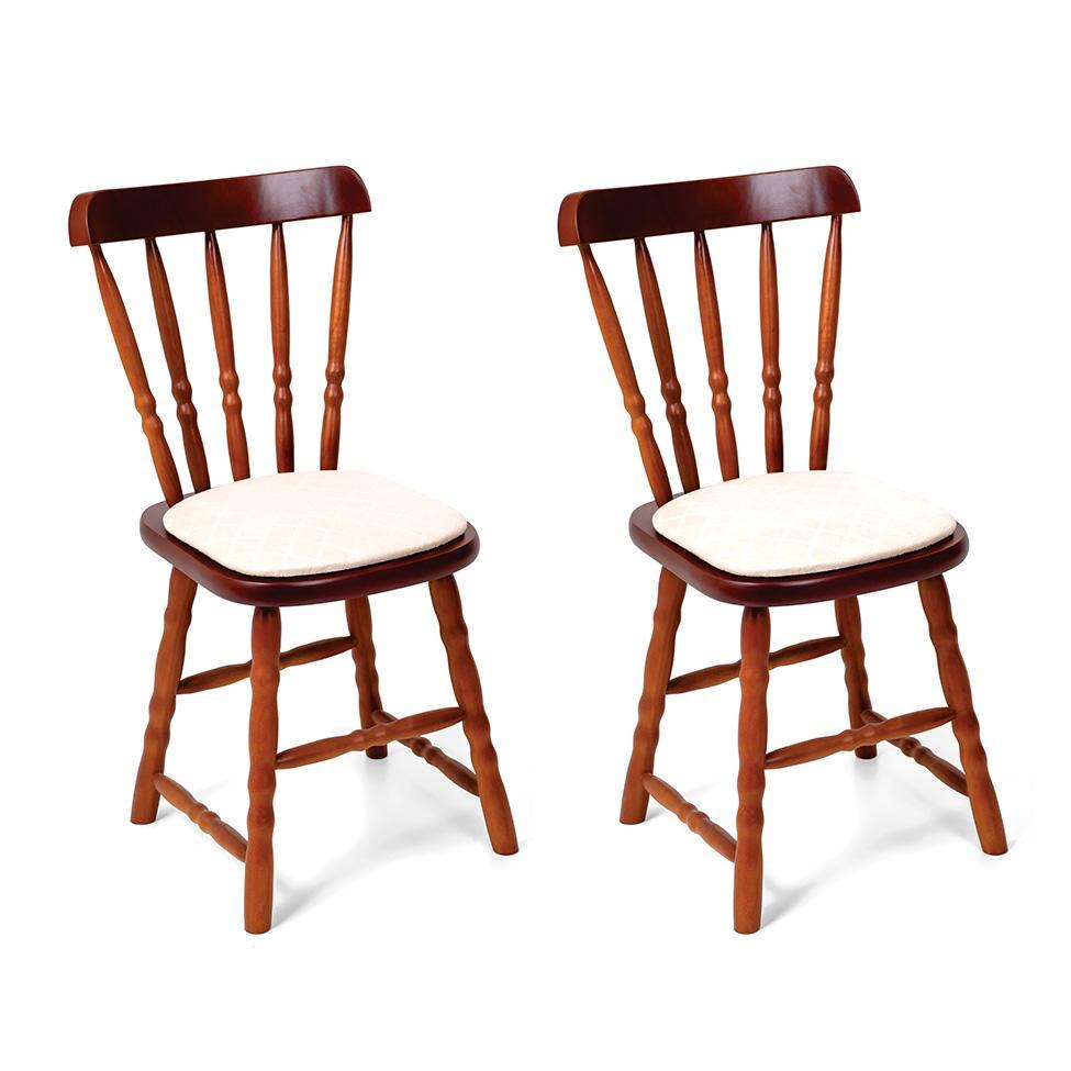 Conjunto com 2 Cadeiras Dalas Veludo Bege e Imbuia - 1