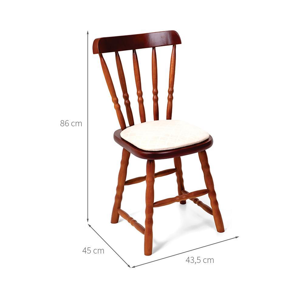 Conjunto com 2 Cadeiras Dalas Veludo Bege e Imbuia - 3