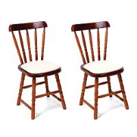 Conjunto com 2 Cadeiras Dalas Veludo Bege e Imbuia - 1