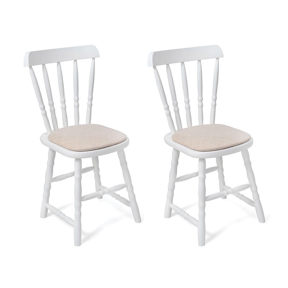 Conjunto com 2 Cadeiras Dalas Veludo Bege e Branco - 1
