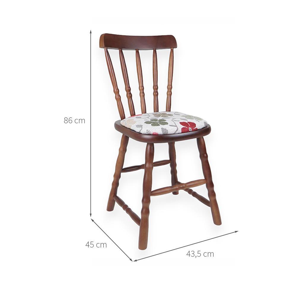 Conjunto com 2 Cadeiras Dalas Poliéster Florido e Nozes - 3