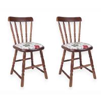 Conjunto com 2 Cadeiras Dalas Poliéster Florido e Nozes - 1