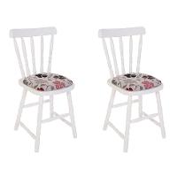 Conjunto com 2 Cadeiras Dalas Poliéster Florido e Branco - 1