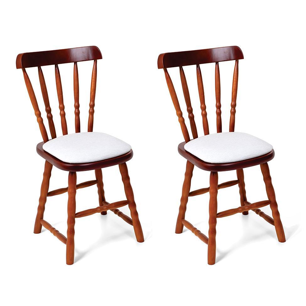 Conjunto com 2 Cadeiras Dalas Poliéster Branco e Imbuia - 1