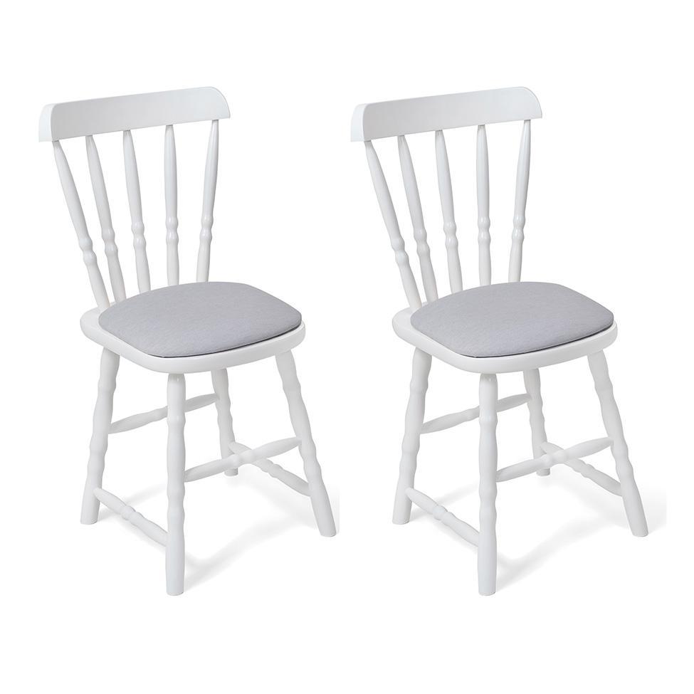 Conjunto com 2 Cadeiras Dalas Linho Cinza e Branco - 1