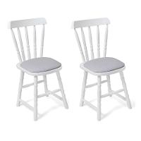 Conjunto com 2 Cadeiras Dalas Linho Cinza e Branco - 1