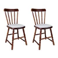 Conjunto com 2 Cadeiras Dalas Linho Branco e Nozes - 1