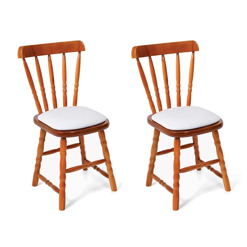 Conjunto com 2 Cadeiras Dalas Linho Branco e Mel - 1