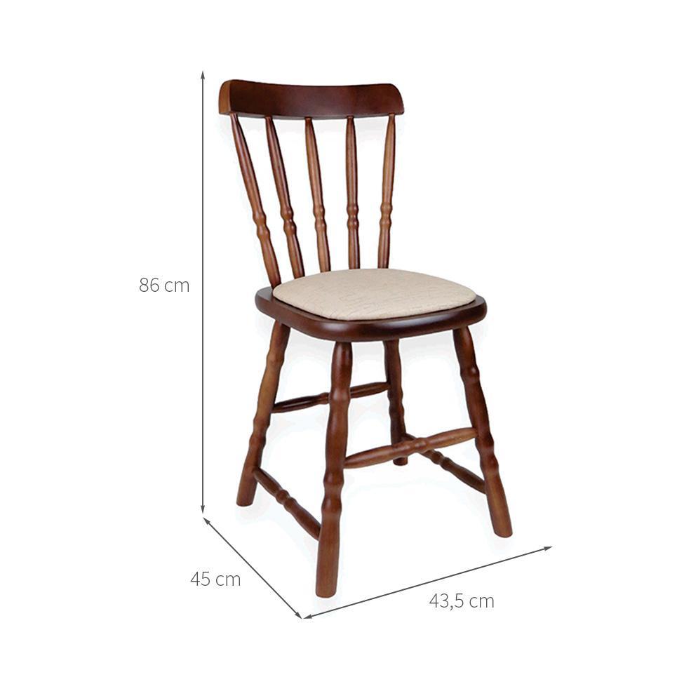 Conjunto com 2 Cadeiras Dalas Linho Bege e Nozes - 3