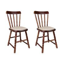 Conjunto com 2 Cadeiras Dalas Linho Bege e Nozes - 1