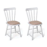 Conjunto com 2 Cadeiras Dalas Linho Bege e Branco - 1