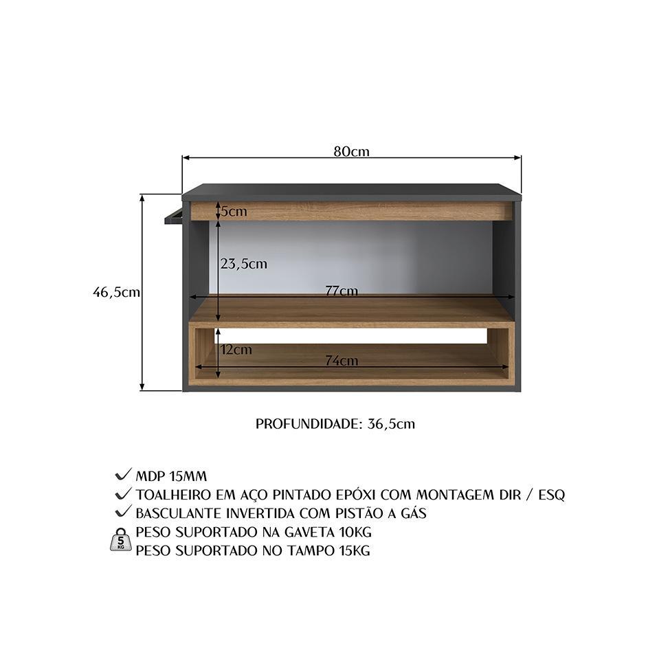 Gabinete de Banheiro Viseu 1 PT Grafite e Mel - 7