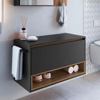 Gabinete de Banheiro Viseu 1 PT Grafite e Mel