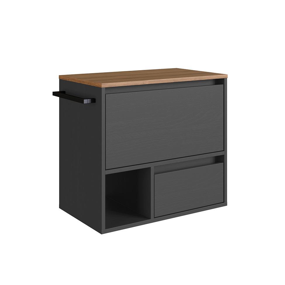 Gabinete de Banheiro Vigo 1 PT 1 GV Grafite e Mel - 1