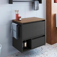 Gabinete de Banheiro Vigo 1 PT 1 GV Grafite e Mel