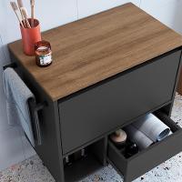 Gabinete de Banheiro Vigo 1 PT 1 GV Grafite e Mel - 5