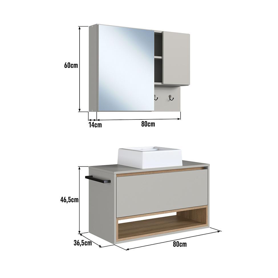 Conjunto para Banheiro com Cuba Viseu 3 PT Arenas e Mel - 3